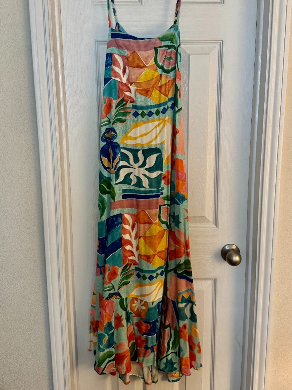 Colorful Italian Summer Open Back Maxi Dress